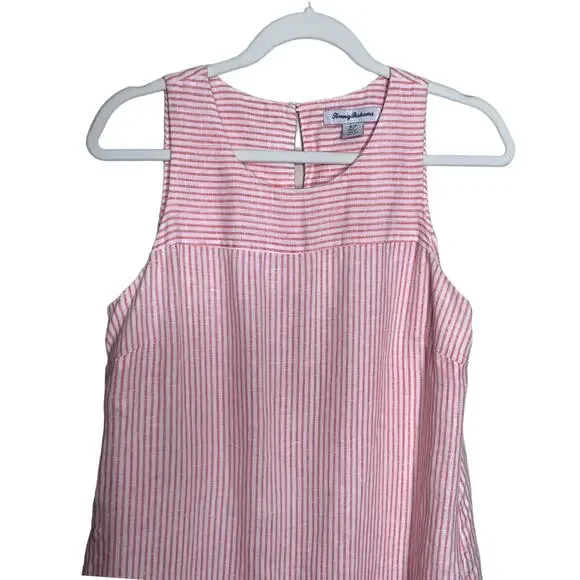 Tommy Bahama Linen Sleeveless fully lined Shift Dress Striped Pink size small - Picture 2 of 9